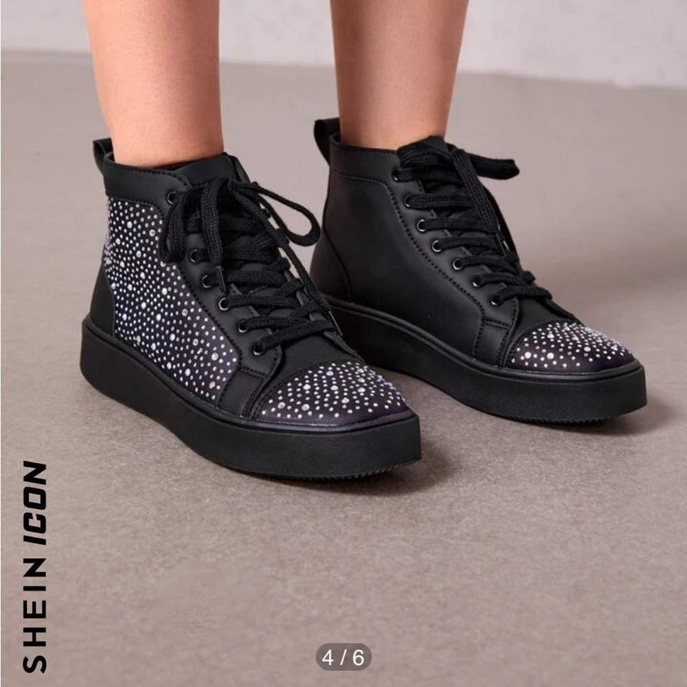 SHEIN rhinestone high top sneakers, like new!!